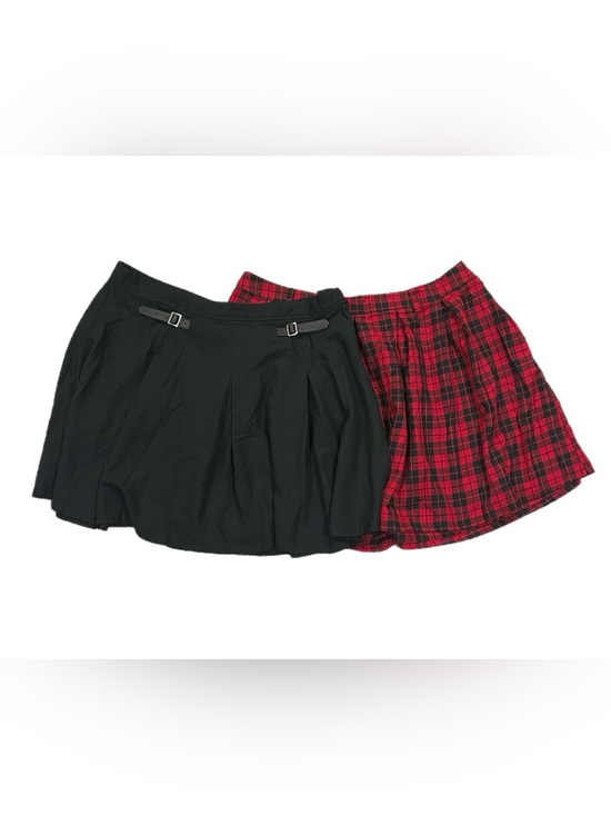 Hot Topic Dresses & Skirts - Hot Topic Mini Skirts Bundle 1X plus size black with buckles and red plaid